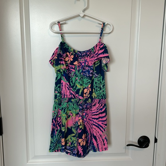 Lilly Pulitzer Girls Emoni Romper Indigo All A Glow XL (12-14) - Picture 2 of 4